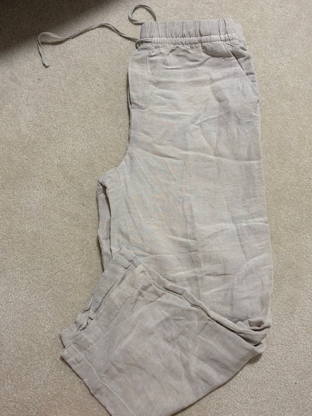 H&M  women’s Lightweight Drawstring Linen Pants - Beige
